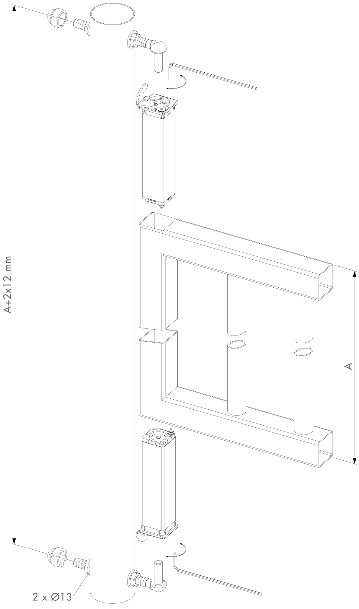 LOCINOX SWING40-130 Schiță de montaj