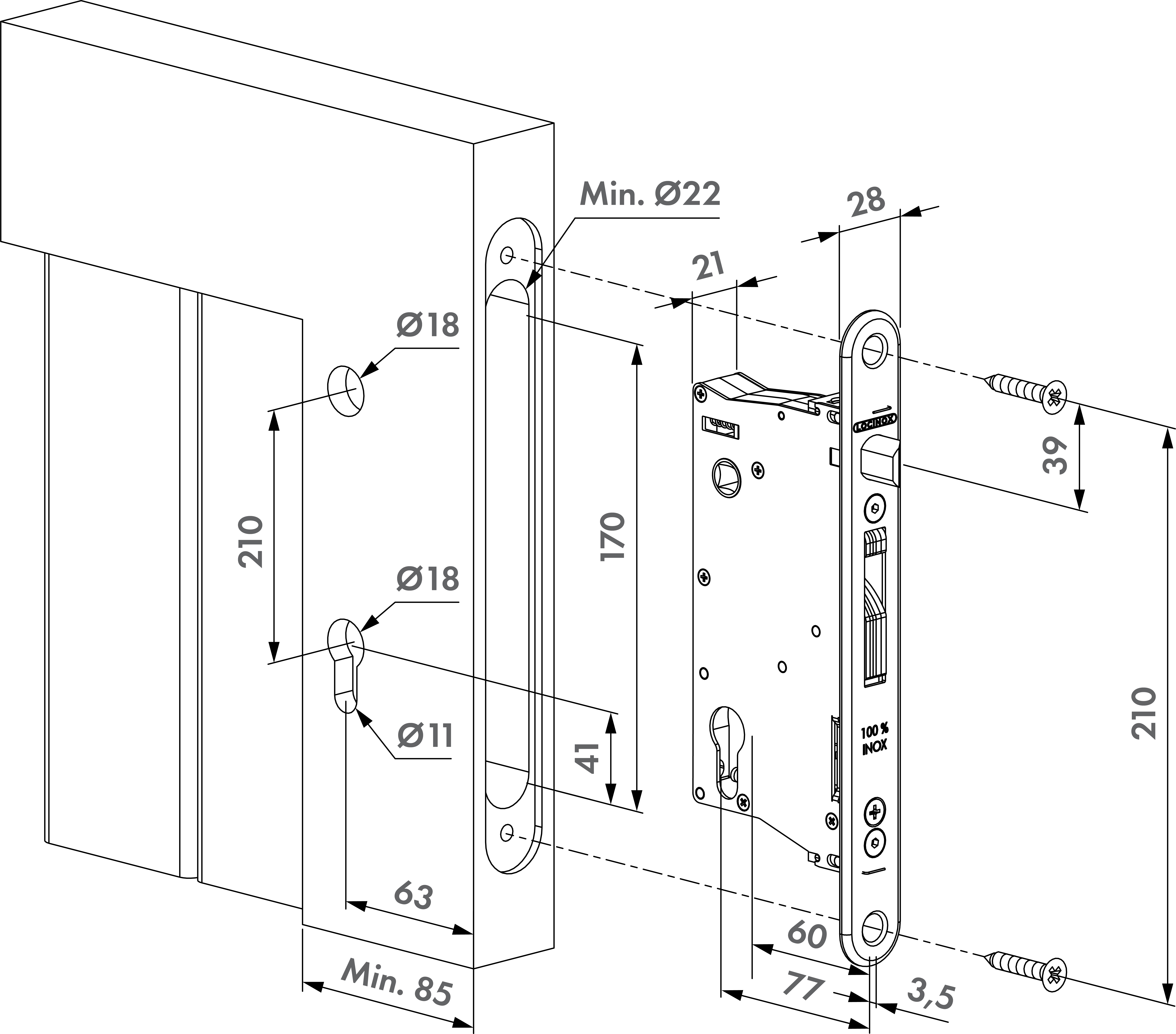 LOCINOX EIGHTYLOCK-W - schiță