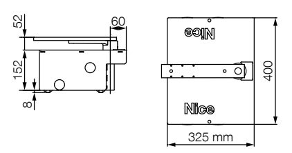 NICE L-FAB – dimensiunile ansamblului cu cutia de fundație actuală
