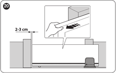 Poarta la 2–3 cm înainte de opritorul mecanic