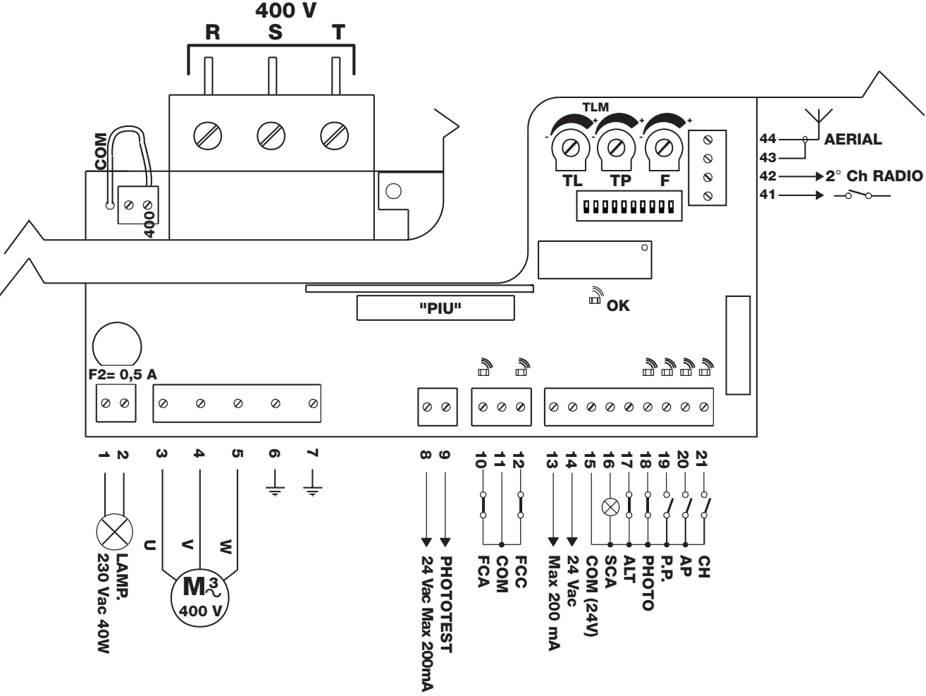 Mindy A500 – schema originală pentru motor trifazat de 400 V Mindy A500 – schema originală pentru motor trifazat de 400 V