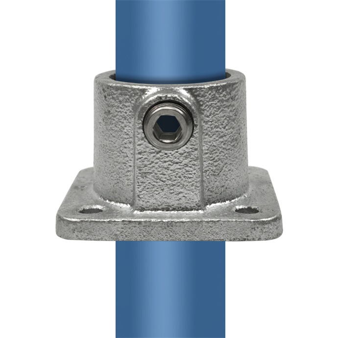 Exemplu de utilizare: Flanșă pătrată galvanizată pentru țeavă de 48,3 mm, pentru fixare în poziție