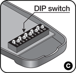Comutator DIP al telecomenzii NICE Flo