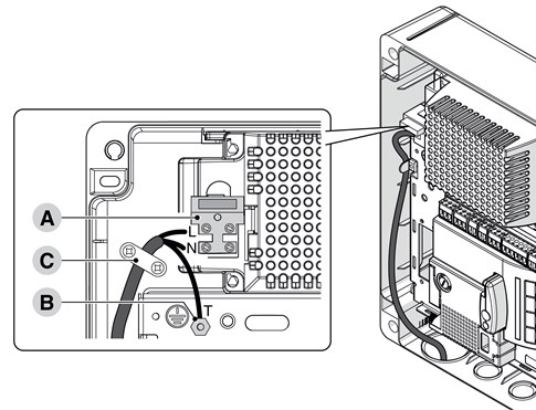 Schema de conectare a alimentării NICE MC424LR10