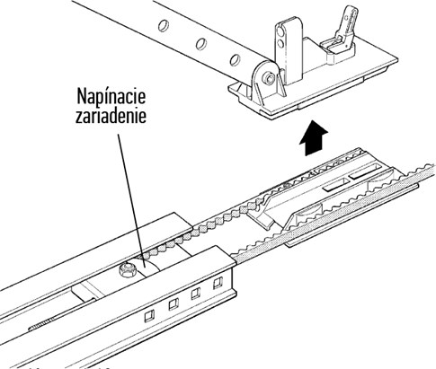 3. Deplasați dispozitivul de tensionare într-o poziție intermediară, astfel încât să puteți scoate căruciorul din șină:
