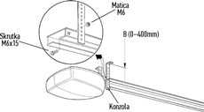 1. Fixați consolele de montaj cu șuruburi și piulițe. Pe console, alegeți găurile cele mai potrivite pentru dimensiunea B