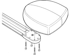 2. Fixați motorul de capătul șinei, pentru a transmite rotația motorului, folosind cele patru șuruburi 6,3x38 incluse.