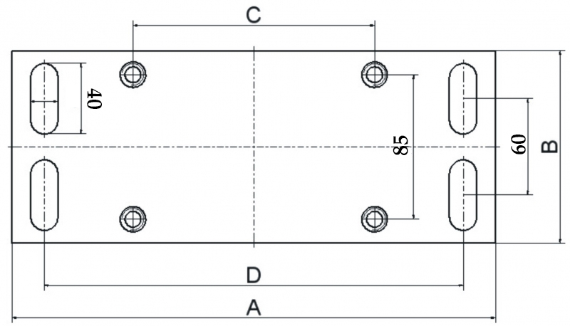 Dimensiunile plăcii de montaj a căruciorului V-15-5 Dimensiunile plăcii de montaj a căruciorului V-15-5