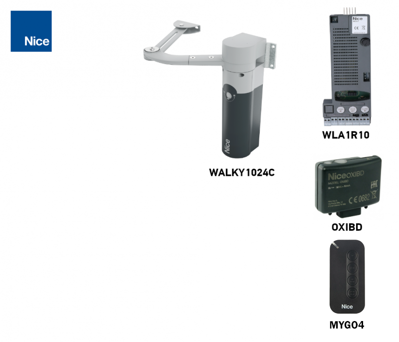 Kit de acționare NICE WALKY pentru poartă cu o foaie – foaie de 1,8 m/180 kg