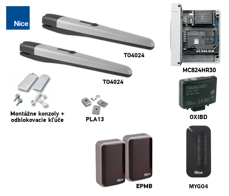 Kit de automatizare NICE Toona 4 TO4024 cu fotocelule Kit de automatizare NICE Toona 4 TO4024 cu fotocelule