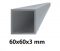 Profil tubular pătrat din aluminiu, 60x60x3 mm, 6 m